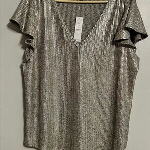 White House Black Market Gold Metallic Women's Top